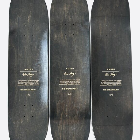 Amiri Wes Lang Black & White The Dream 3 Piece Skate Deck Set - Picture 2 of 4